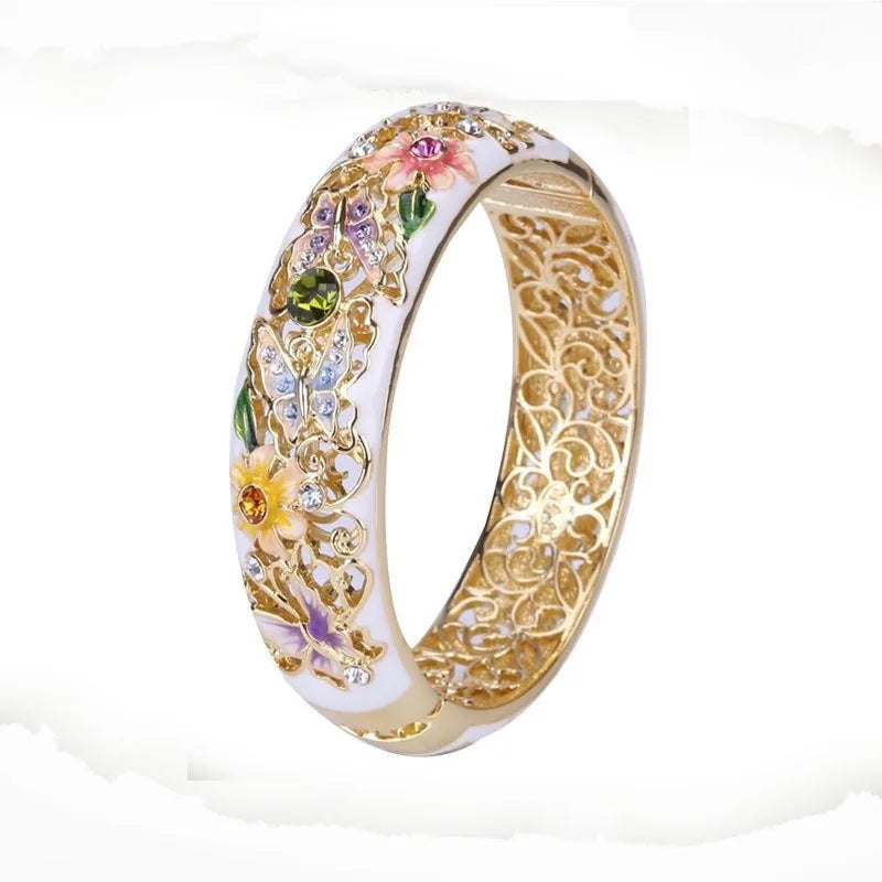 Ethnic Colorful Enamel Butterfly Love Flower Drop Oil Rings For Women Wedding Engagement Fashion Lady 2024 New Custom Jewelry