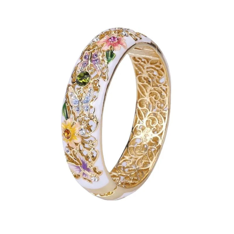 Ethnic Colorful Enamel Butterfly Love Flower Drop Oil Rings For Women Wedding Engagement Fashion Lady 2024 New Custom Jewelry
