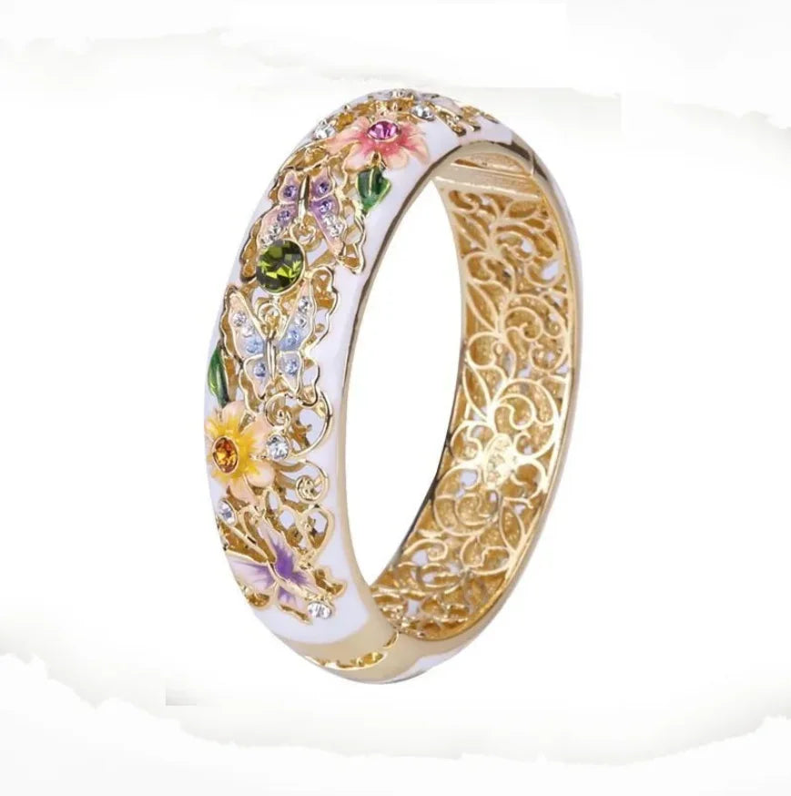 Ethnic Colorful Enamel Butterfly Love Flower Drop Oil Rings For Women Wedding Engagement Fashion Lady 2024 New Custom Jewelry